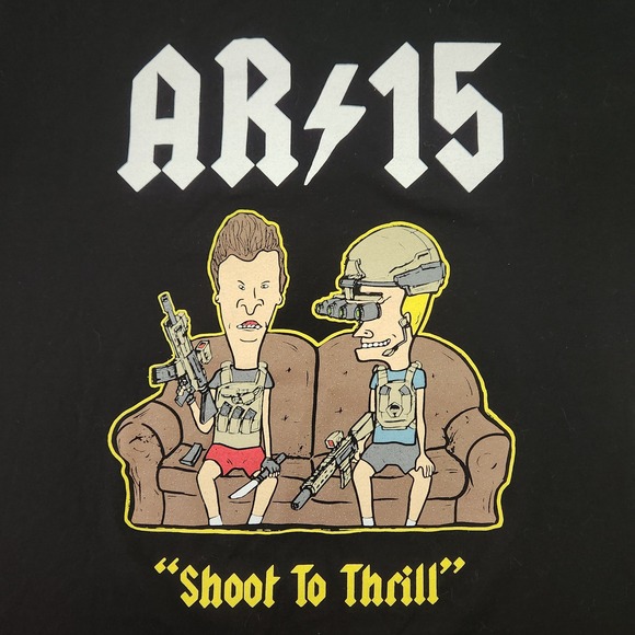 Brassroots Beavis and Butthead Shoot To Thrill Graphic T-Shirt Black Mens‎ XL - Picture 1 of 6